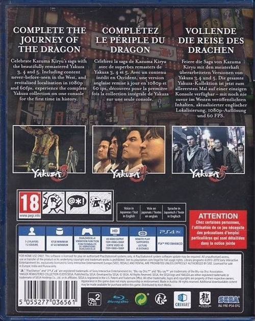 The Yakuza Remastered Collection - PS4 (B Grade) (Genbrug)